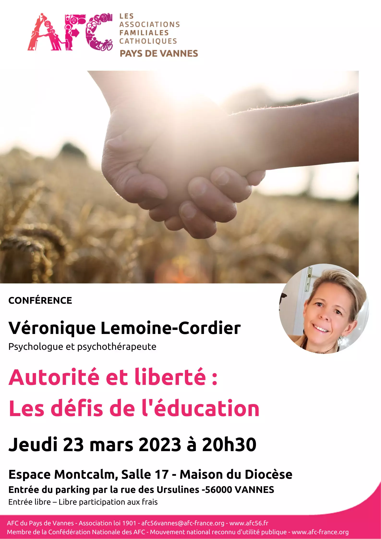 Rassemblements-Conférence "Autorité et liberté : les défis de l'éducation" avec Véronique Lemoine-Cordier