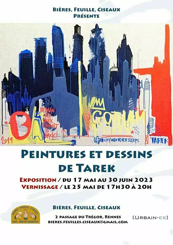 Gatherings-Exposition solo de Tarek au « Bières, Feuille, Ciseaux »