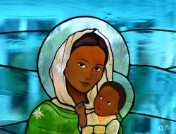 Rassemblements-Crédits : Vitrail de la Vierge d'Addis-Abeba (détail), photo de Paul Challan Belval,