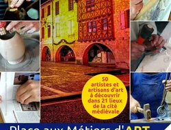 Expositions Cultures Arts-Crédits : Affiche Place aux Métiers d'Art réalisée par Sandra Clerbois / Mairie de Lauzerte